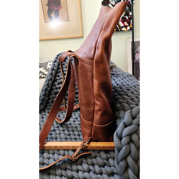 Portland Leather Goods Roll Top Backpack Sedona / Nutmeg Brown Pebbled Leather - Picture 6 of 15